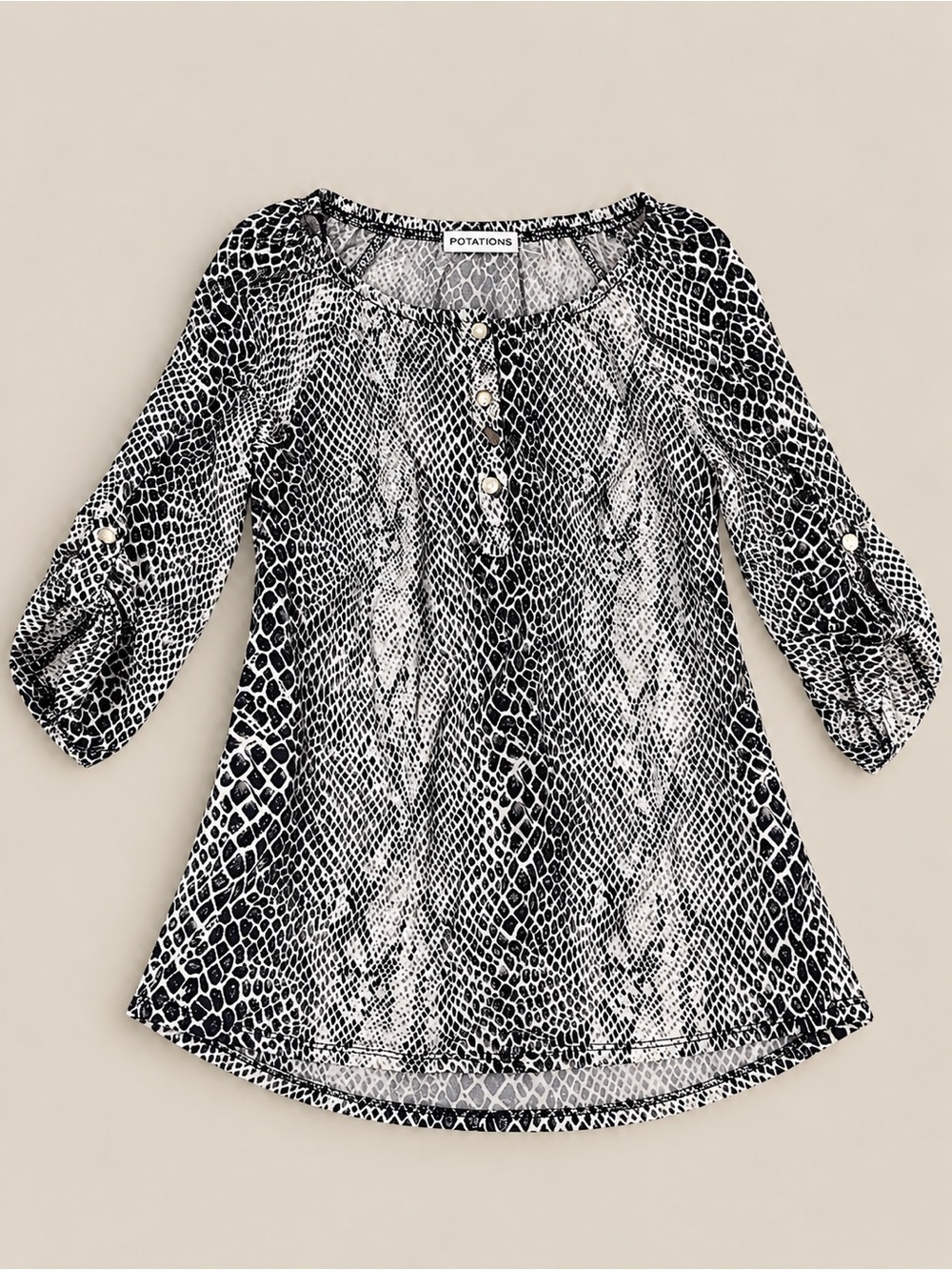 Notations Black and White Snake Print Tunic